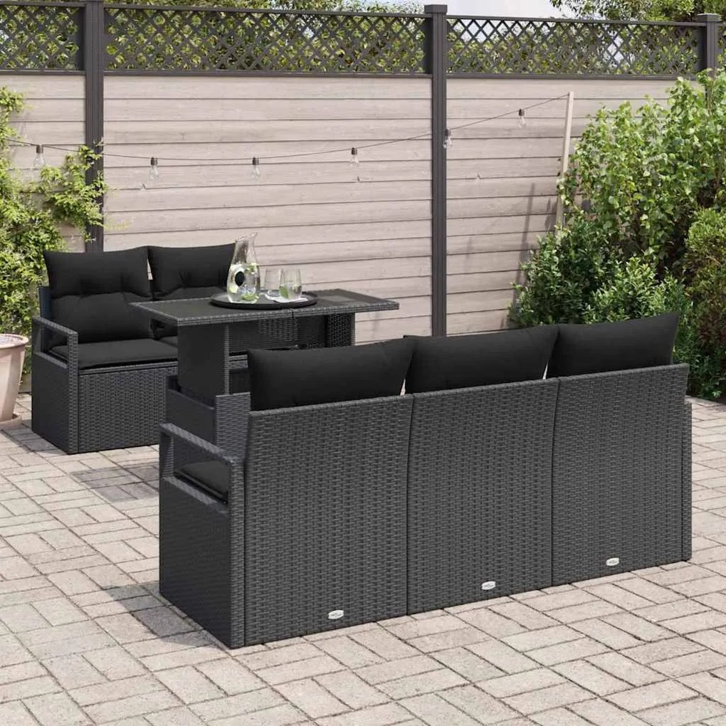 vidaXL Σετ Καναπέ Κήπου με μαξιλάρι 6 pcs Μαύρο 100 x 55 x 73 εκ.