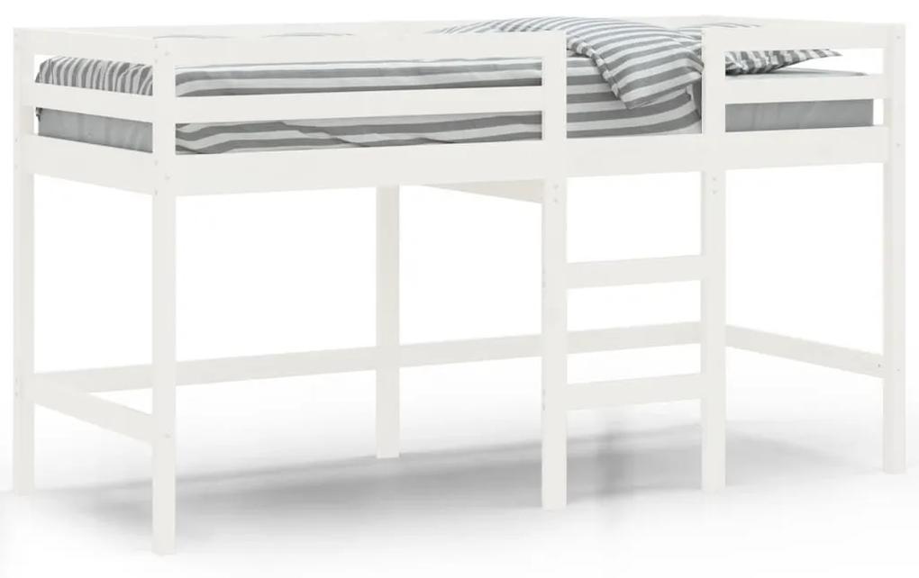 Κρεβάτι Παιδικό Υπερ. Σκάλα Λευκό 80x200εκ. Μασίφ Ξύλο Πεύκου - Λευκό