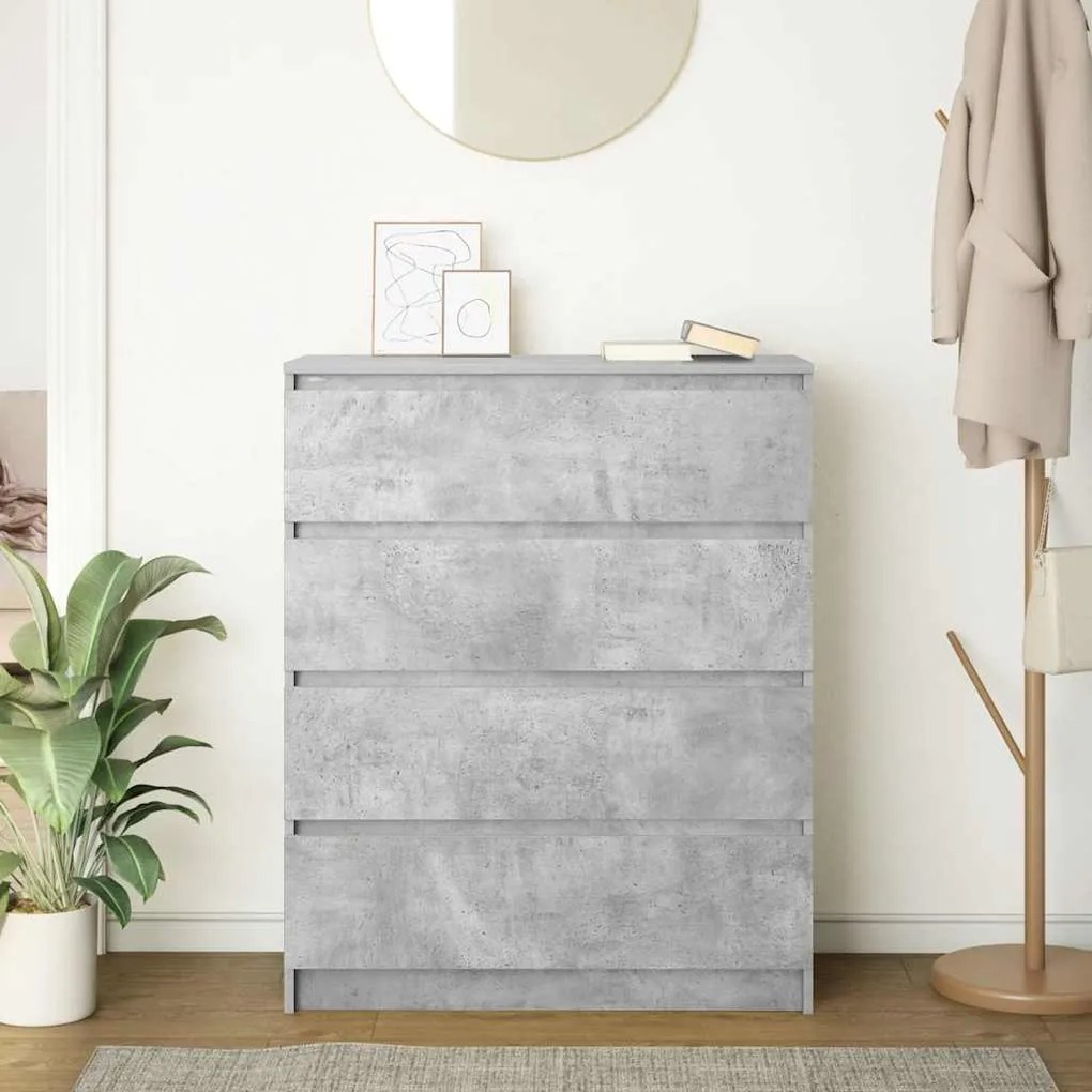 Sideboard Μπετόν Γκρι 80x35x99 cm Κατασκευασμένο ξύλο - Γκρι