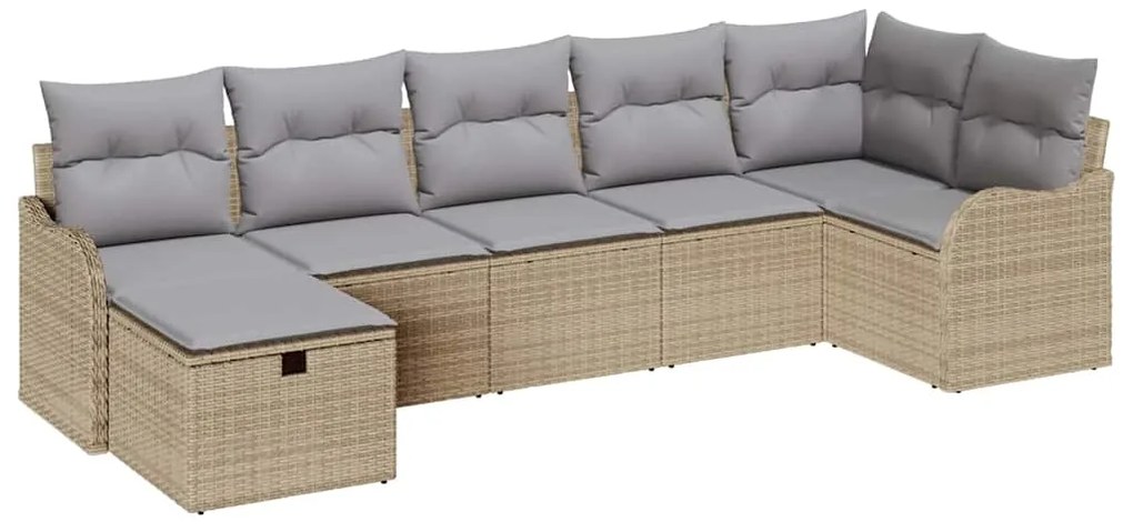 vidaXL Σετ Καναπέ Κήπου με μαξιλάρι 7 pcs μπεζ και ανοιχτό γκρι