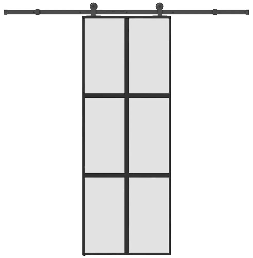 vidaXL Συρόμενη πόρτα με σετ υλικού 76x205 cm από γυαλί&amp;Αλουμίνιο