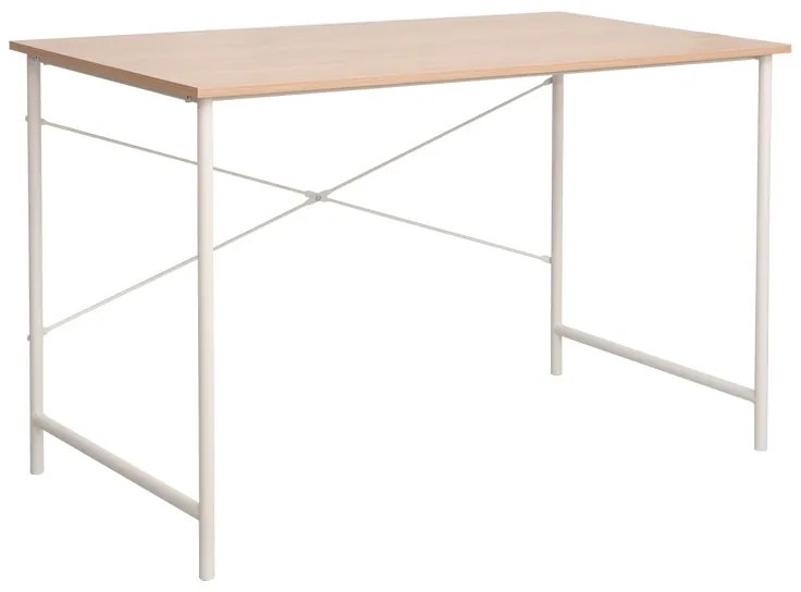 Γραφείο εργασίας Senzia pakoworld σε φυσική απόχρωση με λευκό μέταλλο 120x60x75εκ