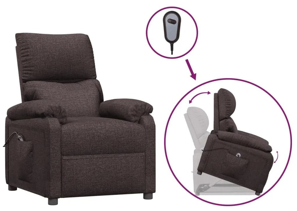 vidaXL Πολυθρόνα με Ανύψωση Σκούρο Καφέ Υφασμάτινη