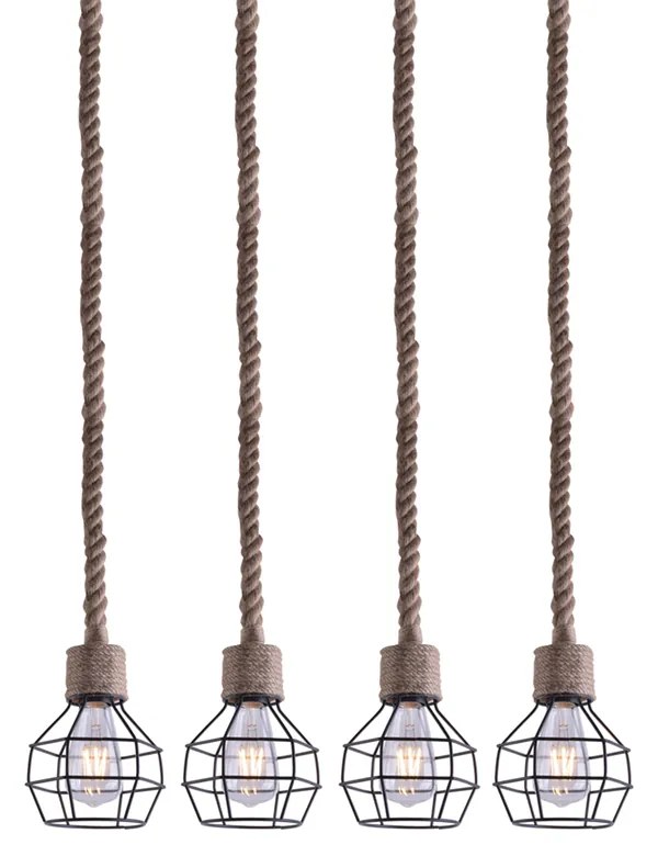 Φωτιστικό Οροφής Πολύφωτο Homelighting Grenade 77-3684 Rope/Black Matt
