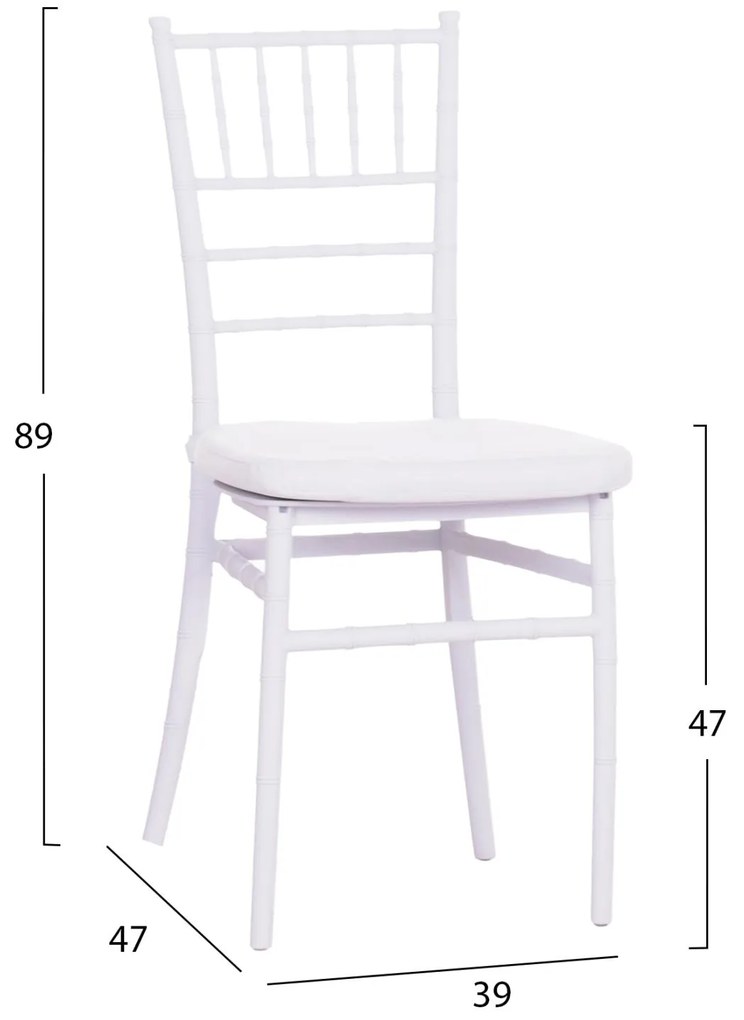 Καρέκλα Catering TIFFANY C21104 με Μαξιλάρι Πολυπροπυλενίου Λευκή 39x47x89Y εκ. 39x47x89 εκ.