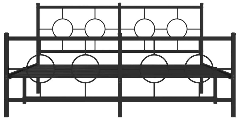 Πλαίσιο Κρεβατιού με Κεφαλάρι&amp;Ποδαρικό Μαύρο 150x200εκ. Μέταλλο - Μαύρο