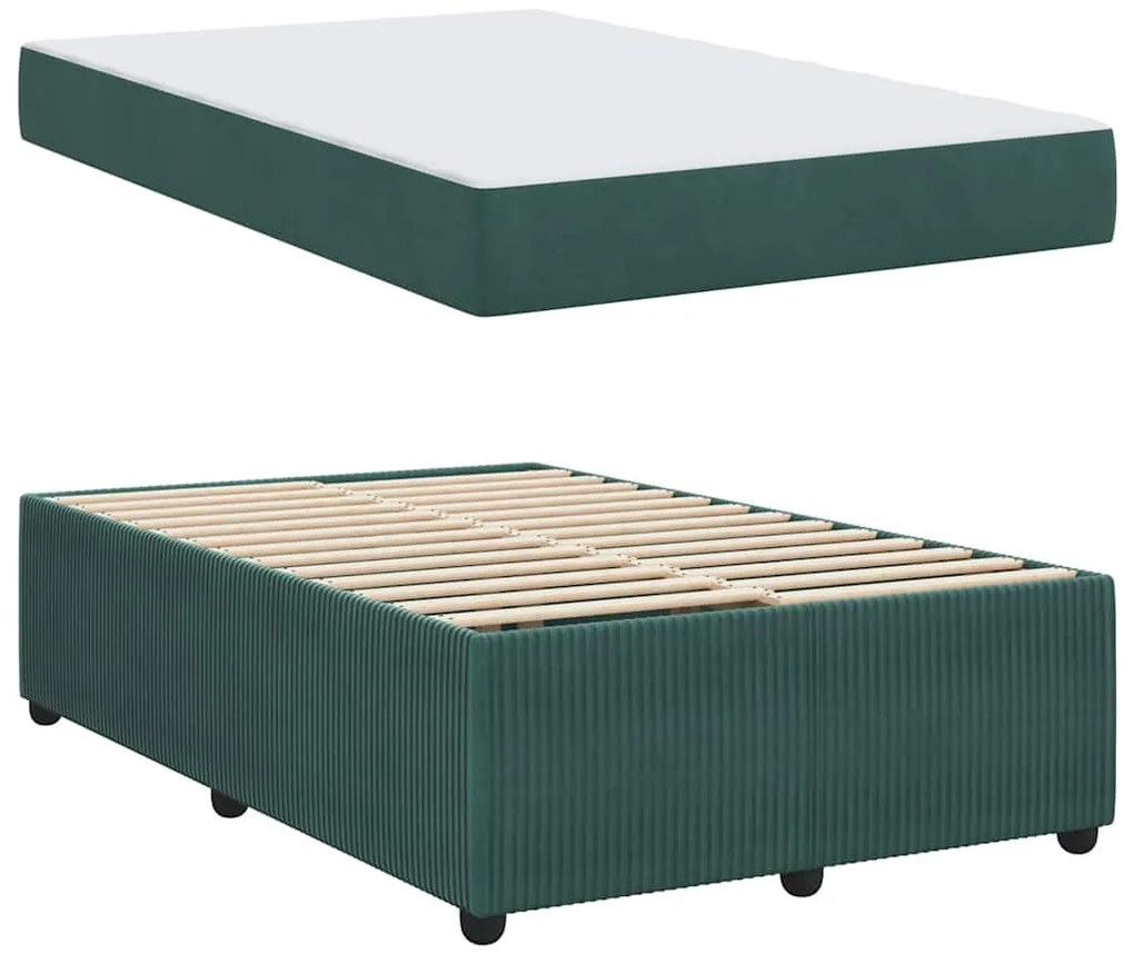 vidaXL Σκελετός Κρεβατιού με στρώμα Σκούρο Πράσινο 120 x 200 cm ύφασμα