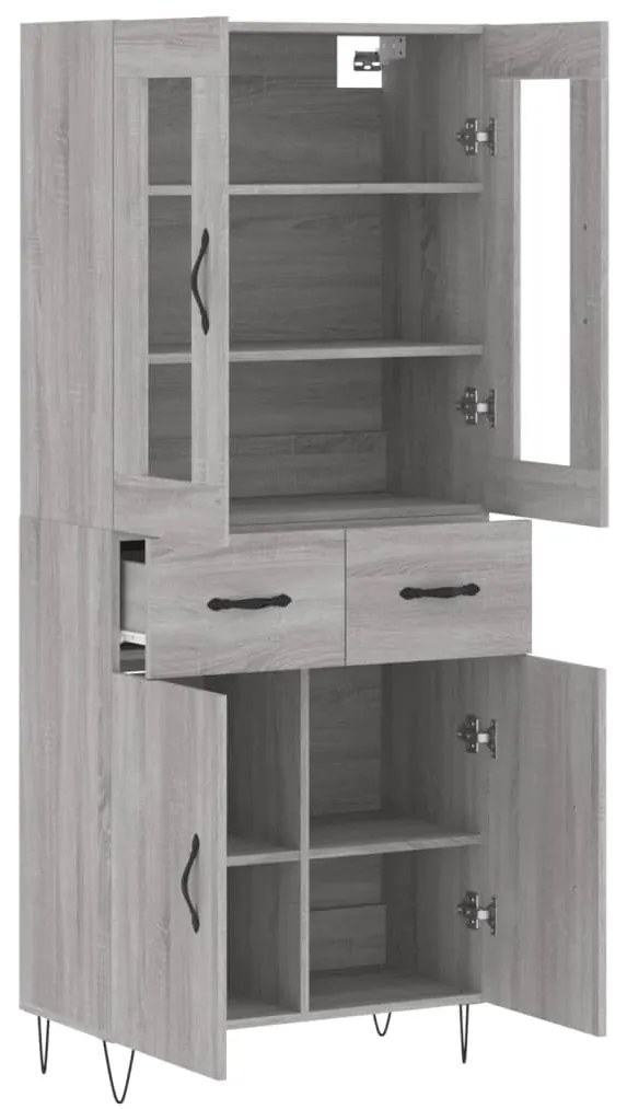 vidaXL Ντουλάπι Γκρι Sonoma 69,5 x 34 x 180 εκ. Επεξεργασμένο Ξύλο