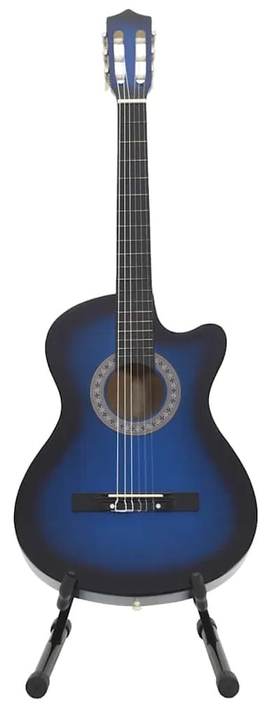 vidaXL Κιθάρα Western Classical Cutaway Σετ 12 Τεμ. 6 Χορδές Μπλε 38&quot;