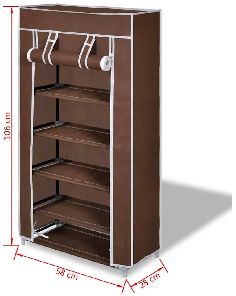 Παπουτσοθήκη με Κάλυμμα Καφέ 58 x 28 x 106 εκ. Υφασμάτινη
