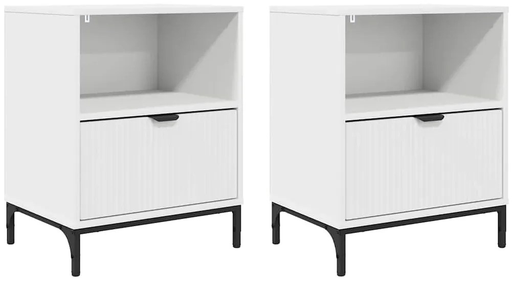 vidaXL Κομοδίνα 2 pcs Λευκό 49 x 36 x 61 εκ Επεξεργασμένο ξύλο
