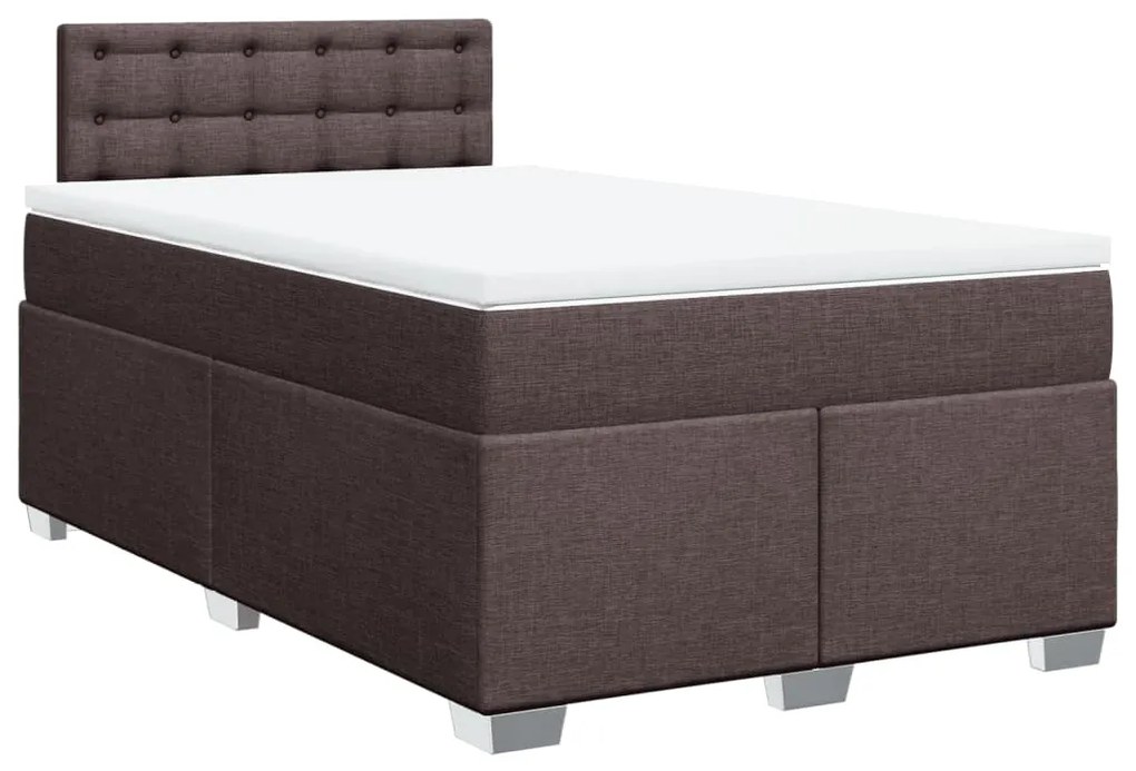 vidaXL Κρεβάτι Boxspring με Στρώμα Σκούρο Καφέ 120x190 εκ Υφασμάτινο