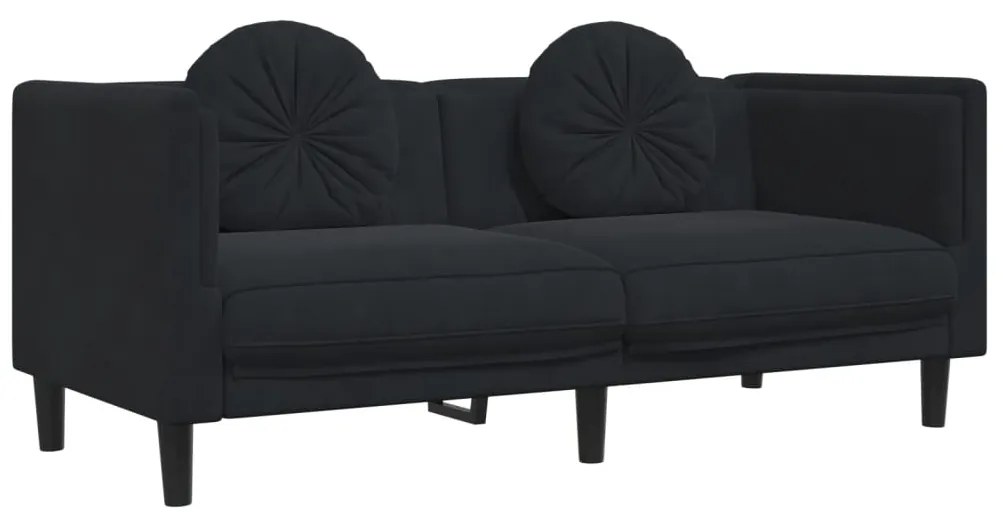 vidaXL Σετ Σαλονιού 2 Τεμαχίων Μαύρο Βελούδινο με Μαξιλάρια