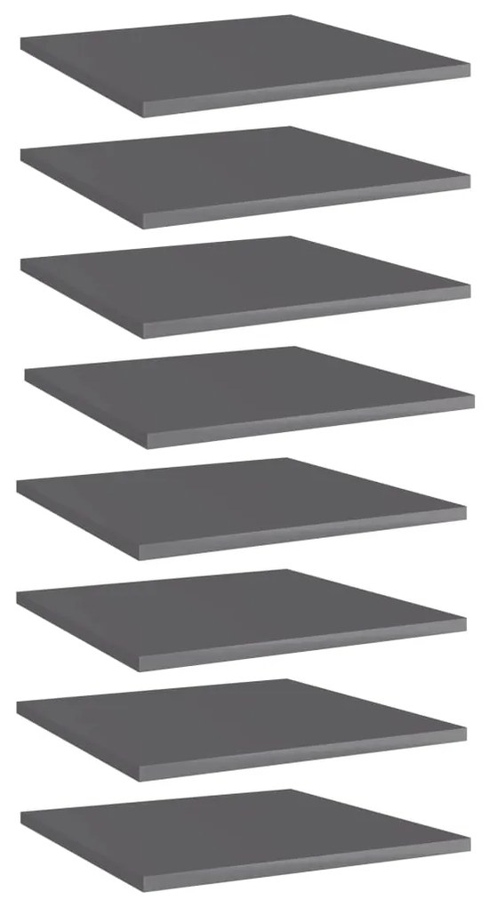 vidaXL Ράφια Βιβλιοθήκης 8 τεμ. Γυαλ. Γκρι 40x40x1,5 εκ. Επεξ.Ξύλο