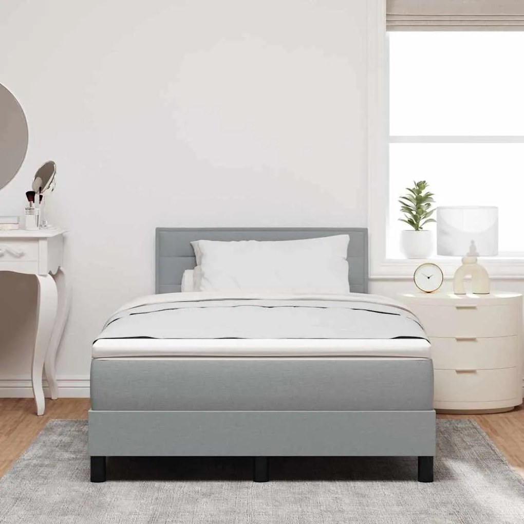 vidaXL Κρεβάτι box spring με στρώμα Ανοιχτό γκρι 120 x 190 cm ύφασμα