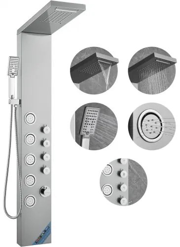 VEVOR Shower Panel System, 4 Shower Modes Shower Panel Tower, Rainfall, Waterfall, 5 Full Body Massage Jets and 3-Setting Handheld Shower Head with 59&quot; Hose, Stainless Steel Wall-Mounted Shower Set