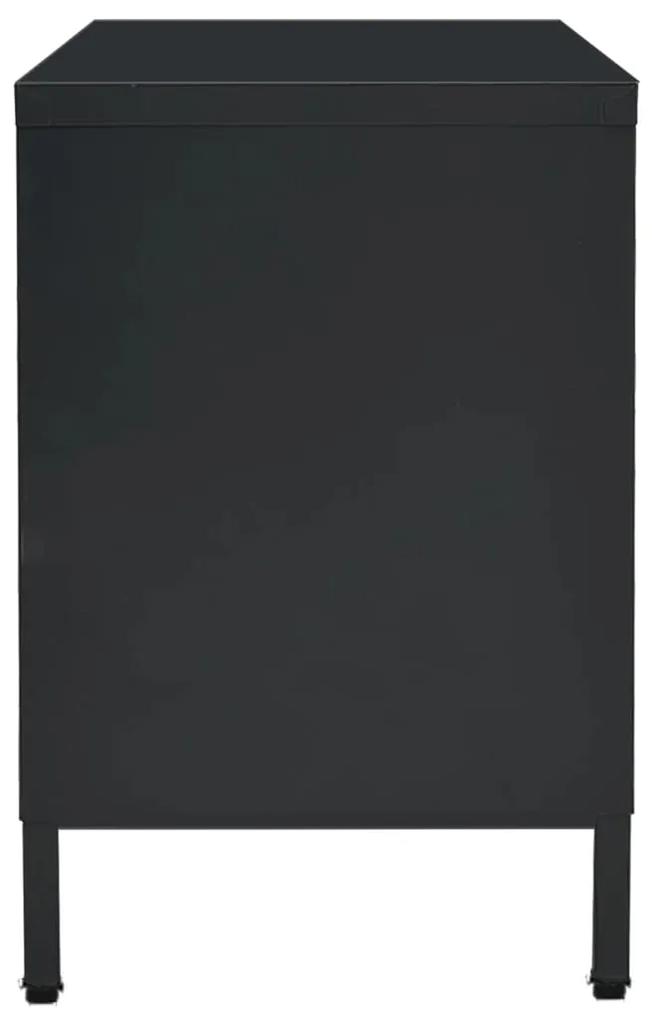 vidaXL Έπιπλο Τηλεόρασης Μαύρο 105 x 35 x 52 εκ. από Ατσάλι και Γυαλί