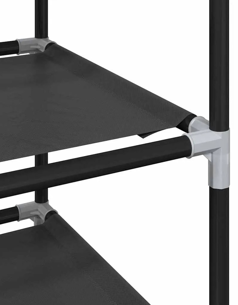 Ράφι παπουτσιών 8-βαθμίδων μαύρο 44x28x145cm μη υφασμένο ύφασμα - Μαύρο