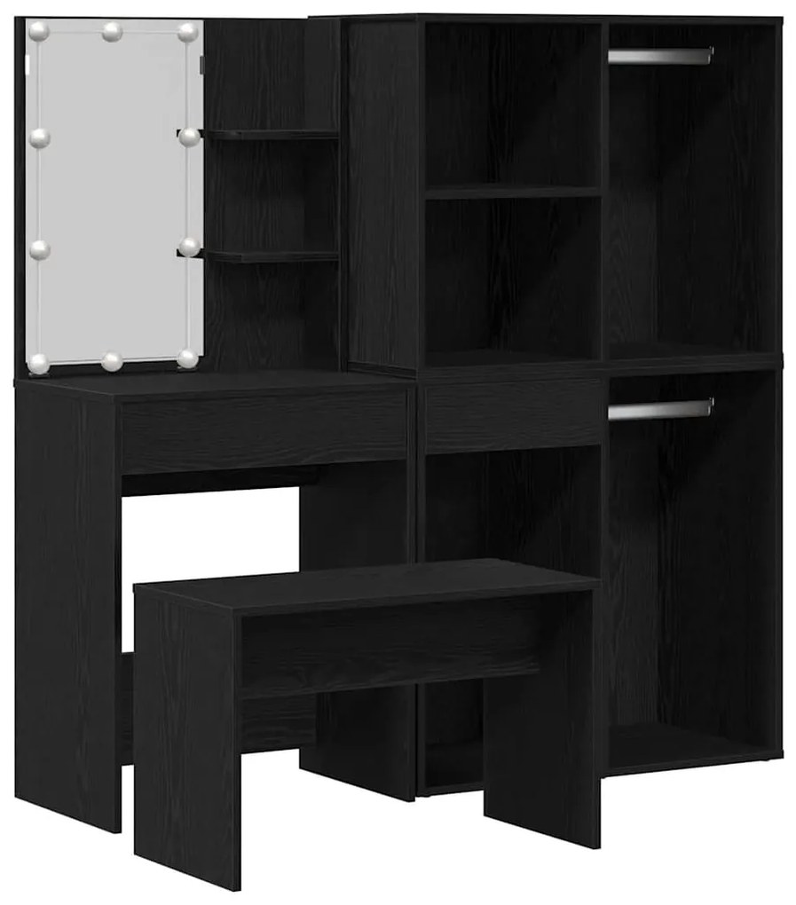vidaXL Σετ Τραπεζιού Μακιγιάζ με συρτάρι 2 pcs Μαύρο 140 x 40 x 140 εκ