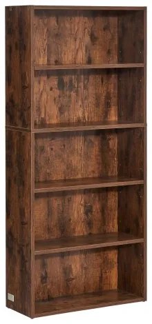 VEVOR 5 Tiers Narrow Bookshelf 53&quot; Wooden Open Bookcase Adjustable Shelf Brown