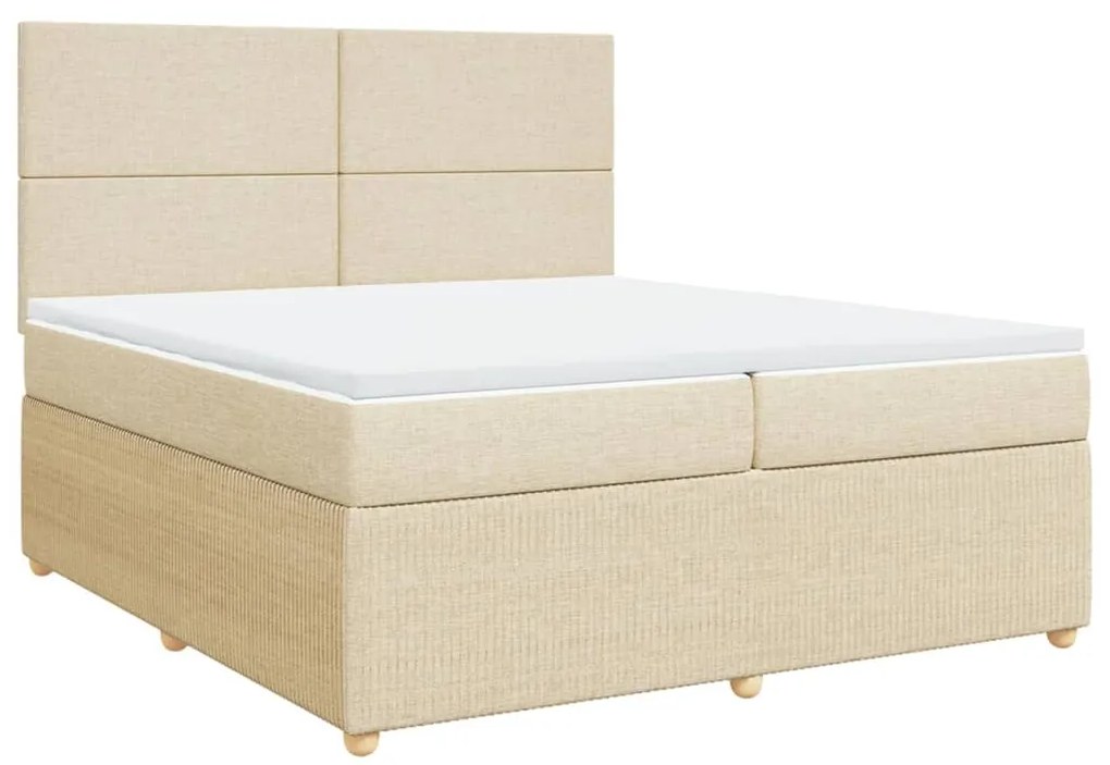 vidaXL Κρεβάτι Boxspring με Στρώμα Κρεμ 200x200 εκ. Υφασμάτινο