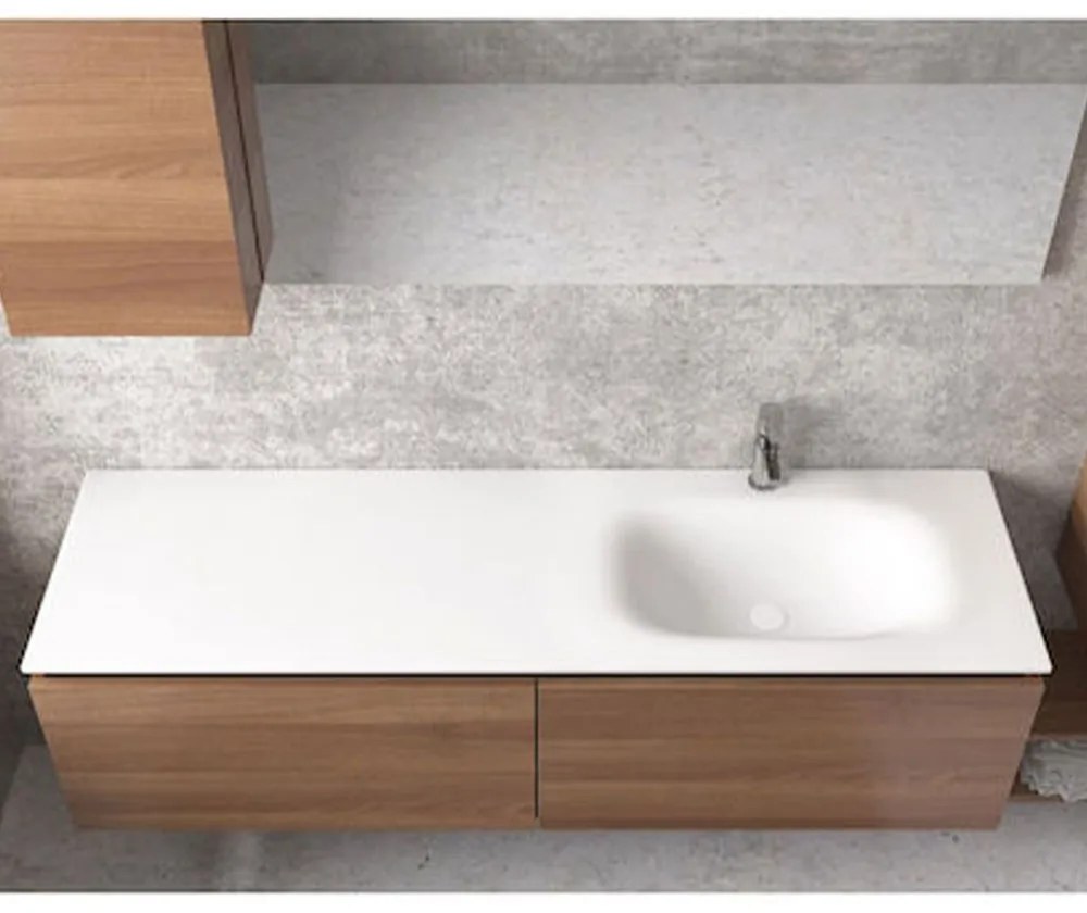 Νιπτήρας Ένθετος Επίπλου Space-155 155x46x16cm White Karag Ομοιογενές