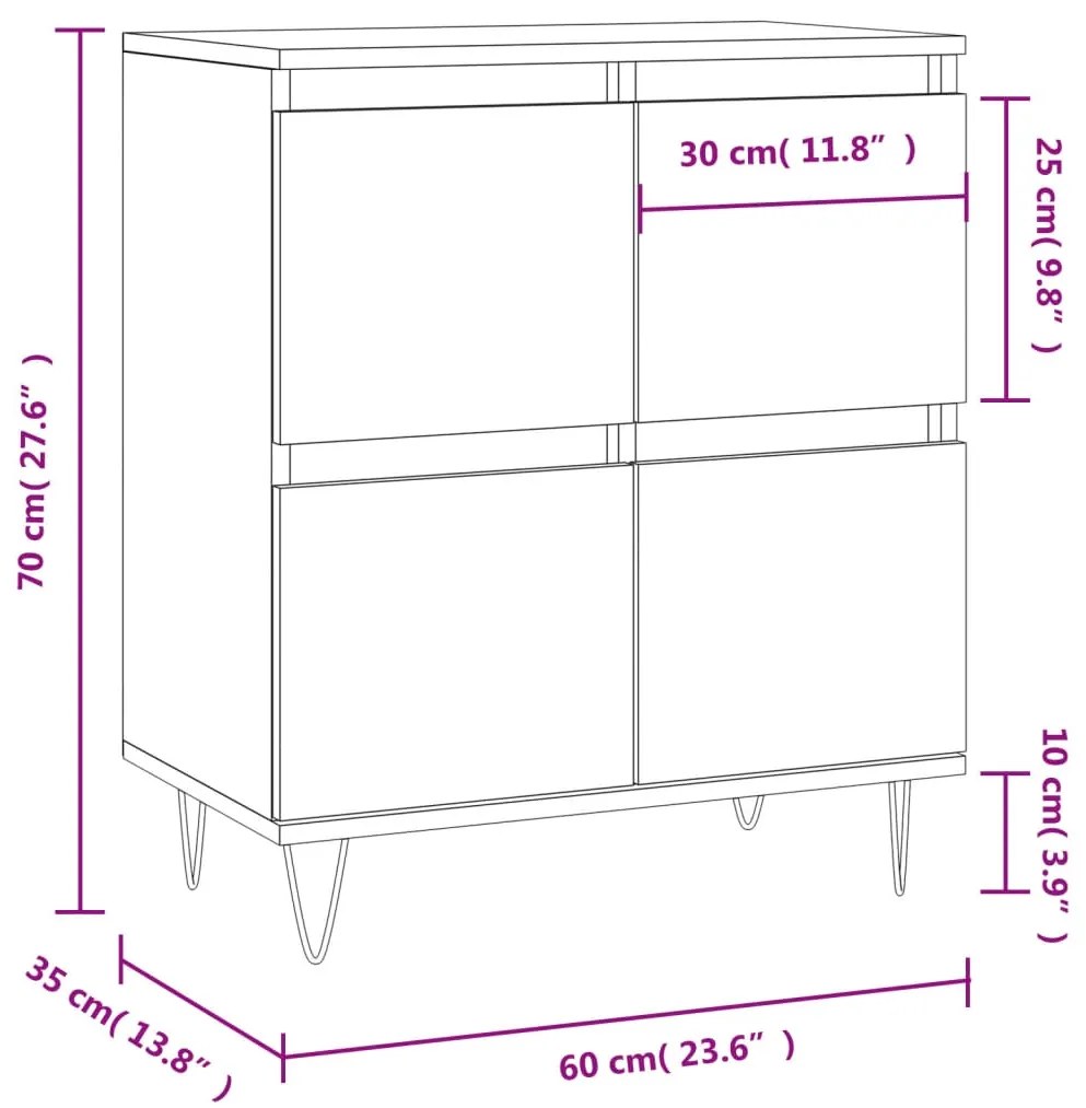 Ντουλάπι Γκρι Sonoma 60x35x70 εκ. από Επεξεργασμένο Ξύλο - Γκρι