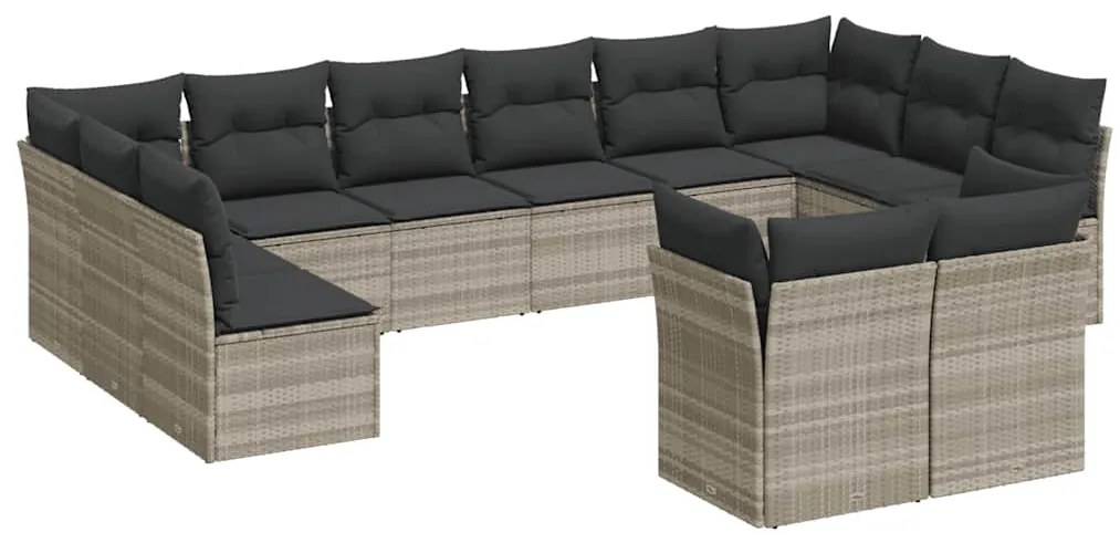 vidaXL Σαλόνι Κήπου 12 Τεμαχίων Αν. Γκρι Συνθετικό Ρατάν με Μαξιλάρια