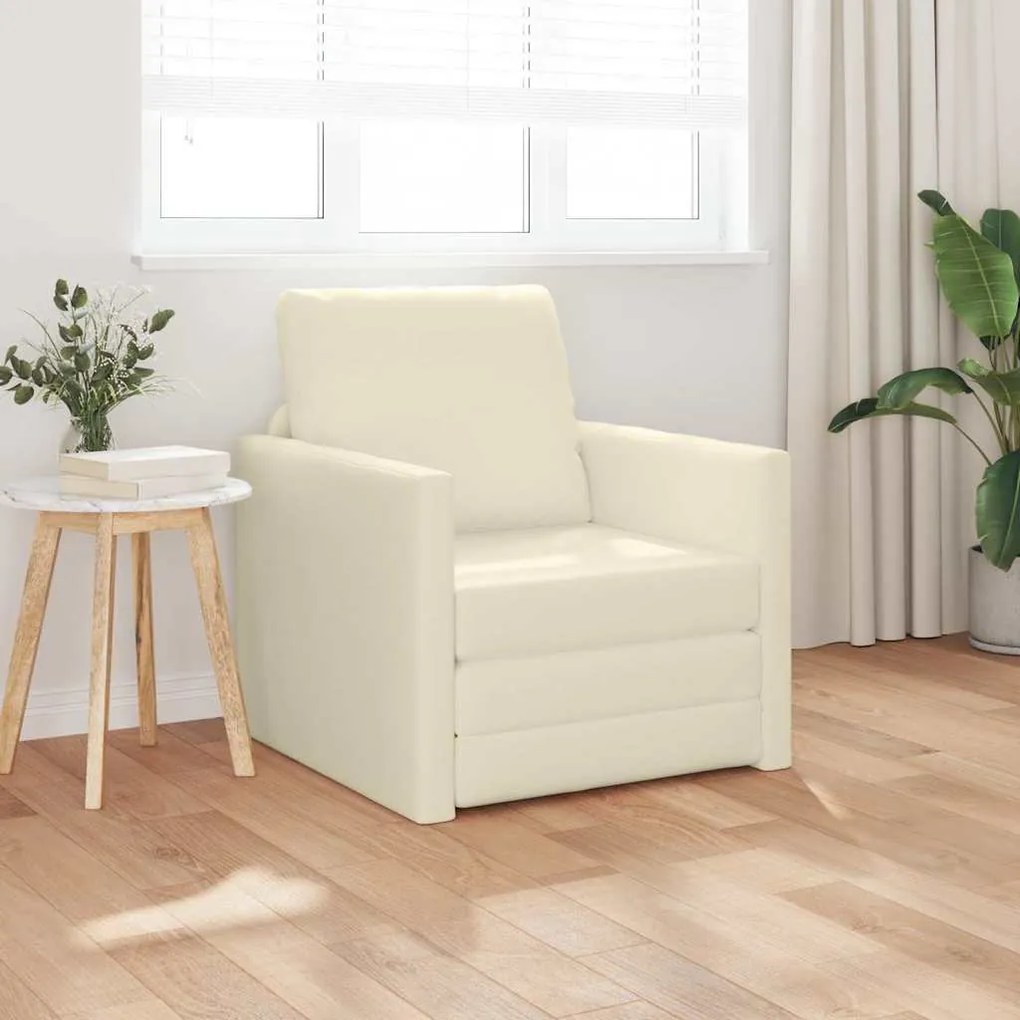 vidaXL Καναπές-Κρεβάτι με μαξιλάρι Κρεμ 74 x 77 x 81 εκ. Τεχνητό δέρμα