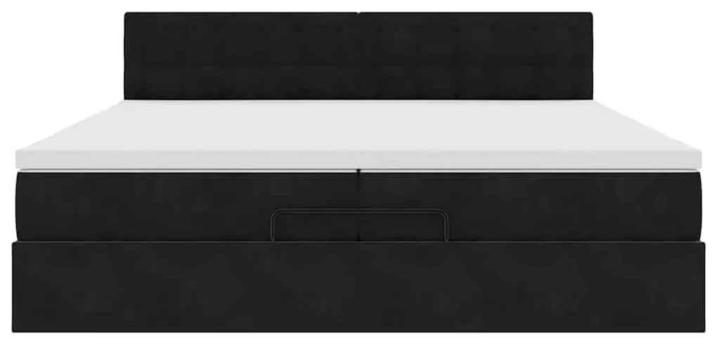 Οθωμανικό κρεβάτι με στρώματα &amp; LEDs Μαύρο 200x200cm Velvet 3312790