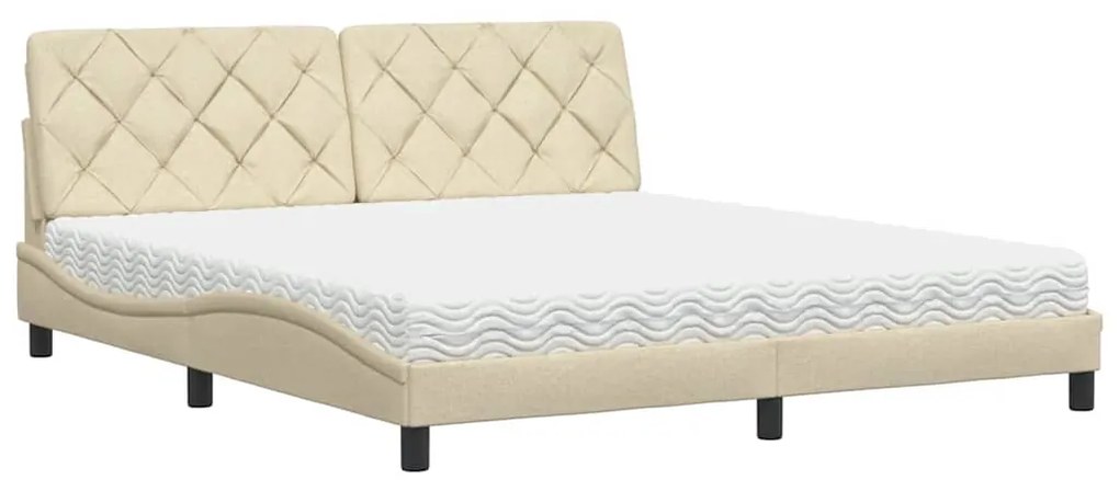 vidaXL Κρεβάτι με Στρώμα Κρεμ 180x200 εκ. Υφασμάτινο