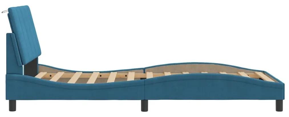 Πλαίσιο Κρεβατιού με Κεφαλάρι Μπλε 100x200 εκ. Βελούδινο - Μπλε