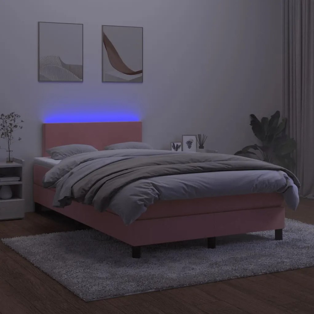 ΚΡΕΒΑΤΙ BOXSPRING ΜΕ ΣΤΡΩΜΑ &amp; LED ΡΟΖ 120X190 ΕΚ. ΒΕΛΟΥΔΙΝΟ 3270146