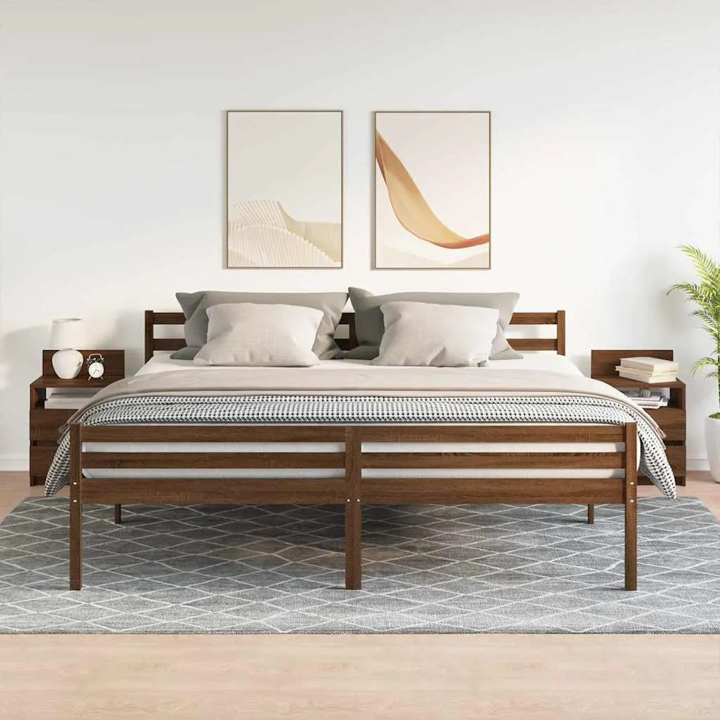 vidaXL Κομοδίνα 2 τμχ με 2 συρτάρια καφέ δρυς 40x33x60 cm