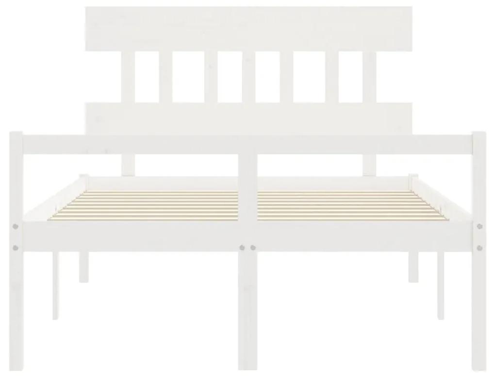 vidaXL Κρεβάτι Ηλικιωμένου με Κεφαλάρι 140 x 190 εκ. Λευκό Μασίφ Ξύλο