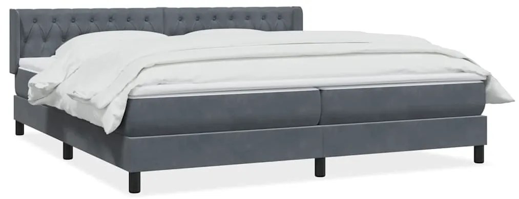 vidaXL Box Spring Κρεβάτι με στρώμα Σκούρο γκρι 180x220 εκ. Βελούδινο