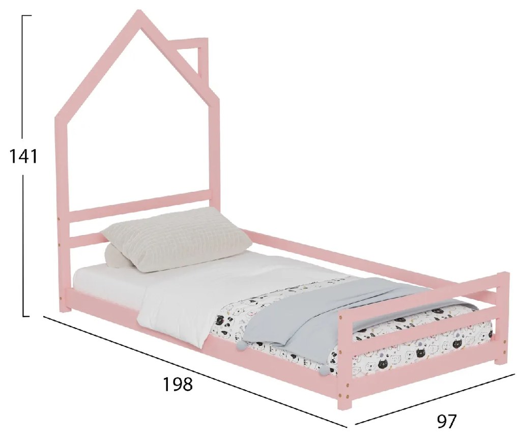 ΚΡΕΒΑΤΙ ΠΑΙΔΙΚΟ HOUSER HM676.06 τ.MONTESSORI ΞΥΛΟ ΠΕΥΚΟ ΡΟΖ- 190x90εκ