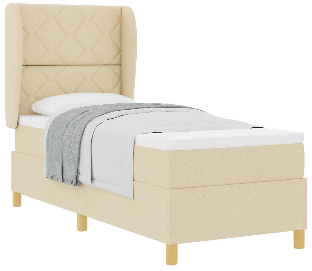 vidaXL Κρεβάτι Box Spring  με στρώμα Κρεμ 80x200 εκ. Υφασμάτινο