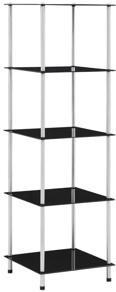 vidaXL Ράφι Διαφανές 5 Επιπέδων Μαύρο 40 x 40 x 130 εκ. Ψημένο Γυαλί