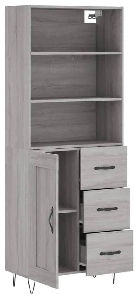 vidaXL Ντουλάπι Γκρι Sonoma 69,5 x 34 x 180 εκ. Επεξεργασμένο Ξύλο
