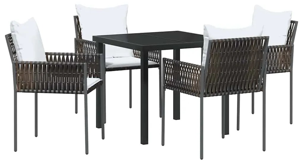 vidaXL Σέτ φαγητού για κήπο 5 pcs Καφέ και Μαύρο Ράτα PE