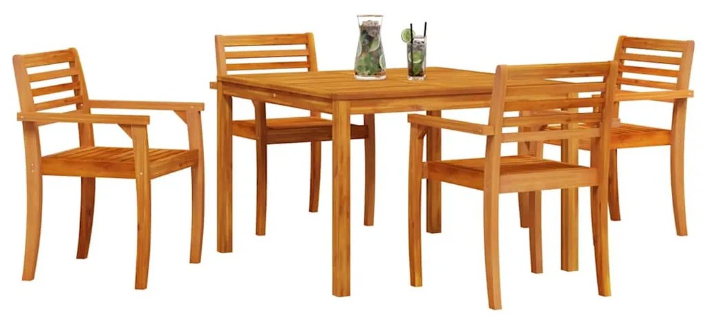 vidaXL Σέτ φαγητού για κήπο 5 pcs Καφέ Μασίφ ξύλο ακακίας