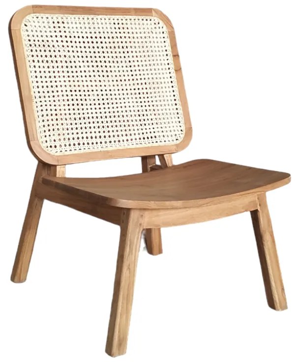 Πολυθρόνα Viborg  φυσικό teak ξύλο-φυσικό rattan 60x75x87εκ