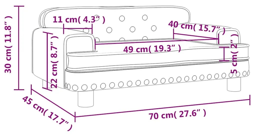vidaXL Καναπές Παιδικός Καφέ 70 x 45 x 30 εκ. από Βελούδο