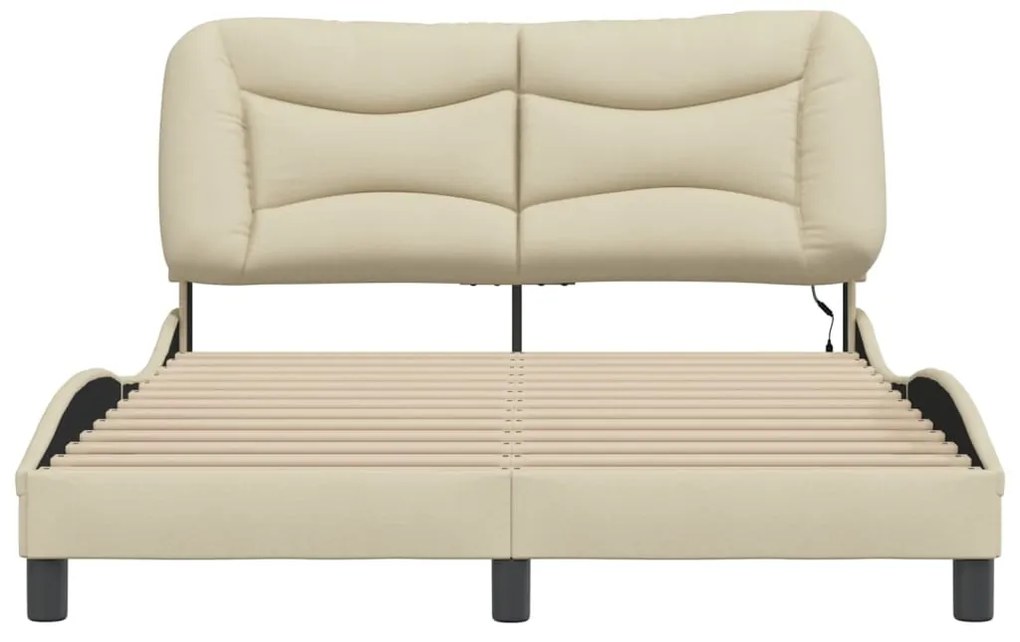 vidaXL Σκελετός Κρεβατιού με LED Χωρίς Στρώμα Hvar Κρεμ 140x200 εκ.