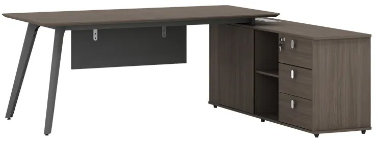 Intrahome Γραφείο εργασίας επαγγελματικό αναστρέψιμο Denith Intrahome ανθρακί-καρυδί 200x160x75εκ | SKU: INTRAPA-170111179