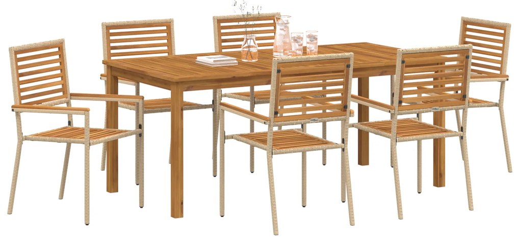 vidaXL Σετ Τραπεζαρίας Κήπου 7 pcs Μπεζ 180 x 90 x 75 cm