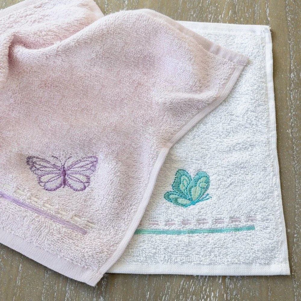 Πετσέτες Βρεφικές Butterflies (Σετ 2τμχ) Pink Nima Towels Set 30x30cm 100% Βαμβάκι