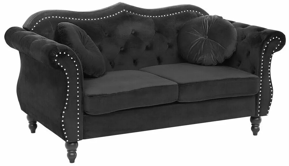 Καναπές chesterfield Berwyn 788, Μαύρο, 165x83x91cm, Πόδια: Ξύλο,Πεύκο, Ευκάλυπτος