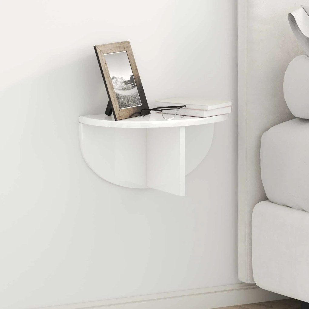 Ράφι Τοίχου 2 pcs Υψηλής γυαλάδας λευκό 38 x 19 x 19 εκ